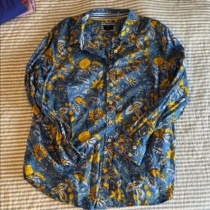 Talbots Blue and Yellow Floral Blouse